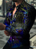 themeisles Men's Shirt Graphic Shirt Animal Tiger Collar Green Blue Purple Yellow Orange 3D Print Outdoor Casual Long Sleeve 3D Print Button-Down Clothing Apparel Fashion Designer Casual Comfortable / Sports