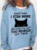 themeisles Women's Sweatshirt Pullover Basic Light Blue dark brown Black Graphic Loose Fit Street Round Neck Long Sleeve S M L XL 2XL 3XL