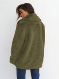 themeisles Fashion Solid Color Sexy Plush Lapel Coat
