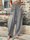 themeisles Women's Wide Leg Pants Trousers Navy Black Light Green Fashion Casual Daily Side Pockets Full Length Comfort Solid Colored S M L XL 2XL