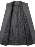 themeisles Men's Winter Coat Wool Coat Overcoat Business Daily Wear Winter Fall Wool Thermal Warm Outdoor Outerwear Clothing Apparel Fashion Warm Ups Solid Colored Pocket Standing Collar Single Breasted