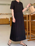 themeisles Urban Ruffled Split-Joint High Waisted Short Sleeves Midi Dress