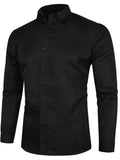 themeisles Slim Pointed Collar Clothes Fashion Color Big Yards Men's Long-sleeved Shirt Business Casual Shirt Man
