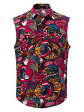themeisles Mens Casual Cotton Linen Printed Shirt Sleeveless Cotton Plus Size Tank Top