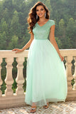 themeisles Sequin V-Neck Mesh Maxi Dress