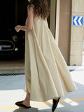themeisles Solid Color Sleeveless Loose Square-neck Midi Dresses