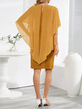 themeisles Split-Joint Solid Color See-Through Gauze Loose Half Sleeves Mini Dresses