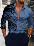 themeisles Men's Shirt Floral Print Long Sleeve Button-Down Tops Turndown Green Black Blue Red Brown Daily Holiday Fashion Casual Breathable