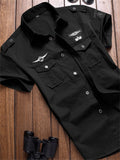 themeisles Men's Shirt Summer Shirt Solid Color Turndown Black White Army Green Royal Blue Khaki Daily Holiday Short Sleeve Button-Down Clothing Apparel Cotton Streetwear Simple Casual Classic