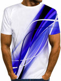 themeisles Men's T Shirt Tee Shirt Graphic Round Neck Blue Purple Yellow Orange Red 3D Print Daily Going Out Short Sleeve Print Clothing Apparel Streetwear