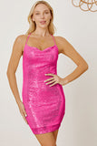 themeisles Sequin Spaghetti Strap Mini Wrap Dress
