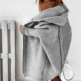 themeisles Hooded Bat-shaped Soft Loose Back Stitching Sweater