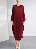 themeisles Batwing Sleeves Loose Pleated Solid Color Maxi Dresses