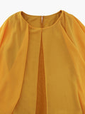 themeisles Split-Joint Solid Color See-Through Gauze Loose Half Sleeves Mini Dresses