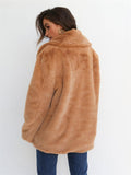 themeisles Fashion Solid Color Sexy Plush Lapel Coat