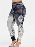 swvws Women's Plus Size Chinos Pants Trousers Lace Pocket Print Floral Streetwear Casual Daily Going out Natural Full Length Winter Fall Black Blue Pink L XL XXL 3XL 4XL
