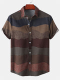 themeisles Summer Men's Short-sleeved Shirt Color Blocking Fashion Design Men's Lapel Short-sleeved Shirt Man