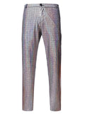 themeisles Men's Hot Gold Cool Casual Plaid Men's Trend Hip-hop Men's Mid-waist Straight Pants Casual Pants