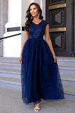 themeisles Sequin V-Neck Mesh Maxi Dress