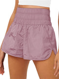 themeisles Women's Summer New Pleated Nylon Fake Two Pieces Yoga Quick Dry Outdoor Sports Solid Color Shorts