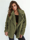 themeisles Fashion Solid Color Sexy Plush Lapel Coat