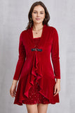 themeisles Sequin Ruffle Hem Long Sleeve Mini Dress