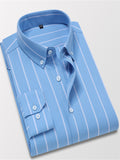 themeisles Spring and Summer New Long-sleeved Shirt Men's Jacket Striped Shirt Slim Non-iron Casual Korean Version M-5XL