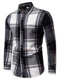 themeisles Autumn and Winter New Multi-color Men's Plaid Loose Casual Lapel Long-sleeved Shirt Thickened Shirt Cardigan