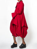 themeisles Stylish Loose Stand-Collar Long Sleeves Midi Dress