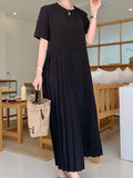 themeisles Urban Ruffled Split-Joint High Waisted Short Sleeves Midi Dress