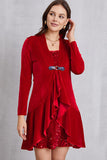 themeisles Sequin Ruffle Hem Long Sleeve Mini Dress