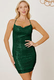 themeisles Sequin Spaghetti Strap Mini Wrap Dress