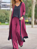themeisles Women's Lounge Sets 3-Piece Sweatsuit Outfits Soft Vest Long Sleeve Open Front Cardigan Top Hight Waist Trouser Pant