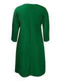 themeisles Vacation Long Sleeves A-Line Pleated Solid Color Round-Neck Midi Dresses
