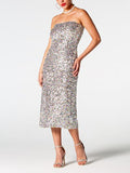 themeisles Sequin Straight Neck Midi Wrap Dress