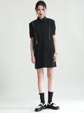 themeisles Original Solid Color Detachable Falbala Black Mini Dress