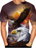 themeisles Men's T Shirt Eagle Animal Crew Neck Short Sleeve Street Print Tops Sportswear Casual Fashion Comfortable Blue Summer Spring Graphic Tees