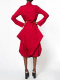 themeisles Stylish Loose Stand-Collar Long Sleeves Midi Dress