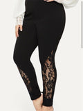 swvws Women's Plus Size Pants Trousers Solid Color Floral Sporty Casual Daily Holiday Natural Full Length Winter Fall Black L XL XXL 3XL 4XL