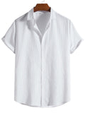 themeisles Summer New Fashion Casual Striped Short-sleeved Fitted Type Lapel Shirt Breathable Youth Fashion Tops S-XXL Yards