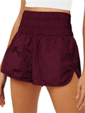 themeisles Women's Summer New Pleated Nylon Fake Two Pieces Yoga Quick Dry Outdoor Sports Solid Color Shorts