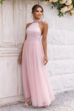 themeisles Halter Neck Backless Mesh Dress