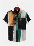 themeisles Summer New Hawaiian Style Slim Type Lapel Digital Printing Short-sleeved Shirt Comfortable Casual Men's Shirt