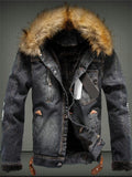 themeisles Fall and Winter New Men's Denim Jacket Padded and Thickened Fitted Denim Jacket Coat Men's Clothing