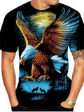 themeisles Men's T Shirt Eagle Animal Crew Neck Short Sleeve Street Print Tops Sportswear Casual Fashion Comfortable Blue Summer Spring Graphic Tees