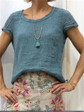 themeisles Explosive Solid Color Slim Type Women's Fresh Sweet Round Neck T-shirt Cotton Double Crepe Fashion T-shirt Tops