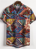 themeisles Summer New Fashion Urban Short-sleeved Linen Cardigan Shirt Men's Printed Casual Comfortable Style Flower Shirt