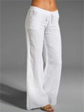 themeisles Women's Pants Trousers Linen Black White Khaki Fashion Casual Daily Side Pockets Full Length Comfort Solid Color S M L XL 2XL