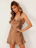 themeisles Simple Casual Sexy 6 Colors Halterneck Mini Dress