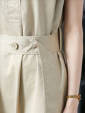 themeisles Solid Color Bandage Short Sleeves Plus Size Lapel Midi Dresses